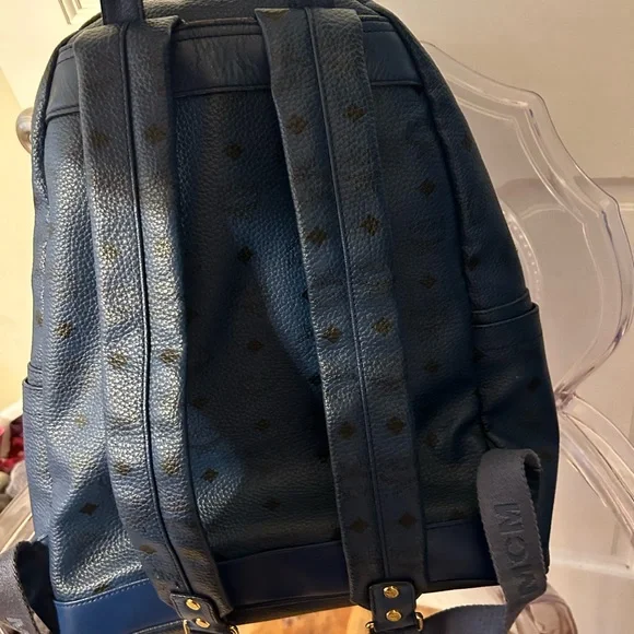 AUTHENTIC blue MCM Stark backpack with studs